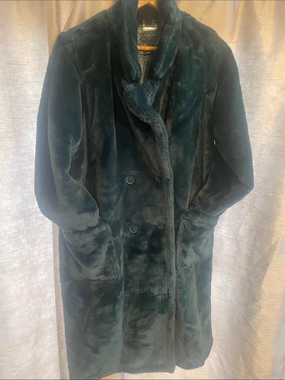 Jou Jou Deep green Faux-Fur Double-Breasted Pea Coat